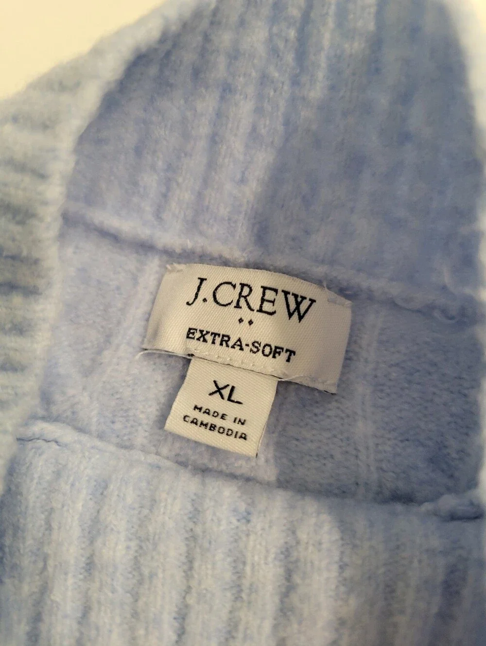 J. Crew Light Blue Cable-Knit Mock Turtleneck Preppy Soft Girl Sweater Large